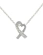 Sterling Silver Polished Ribbon Necklace with CZ Accents with Chain