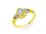 9ct Yellow Gold Tanzanite Diamond Ring Size O