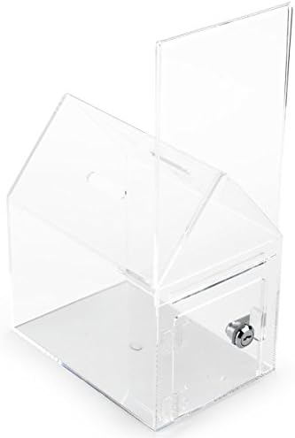 Displays2go Set of 2 - House Shaped Donation Box, Countertop Mount, with Sign Holder(HSEDONATE)