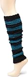 IMAGE OF Harmonie Womens Two Color Stripe Legwarmer, Black/Teal, One Size