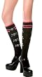 Knit Black and Pink Crossbone Knit Knee Socks