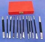 Artisan's 12-Piece Stone Chisel Carving Set - Hand-Woven Cord Wrap