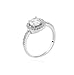 Rhodium Plated 925 Sterling Silver Cubic Zirconia Simulated Diamond Classic Round Halo Ring