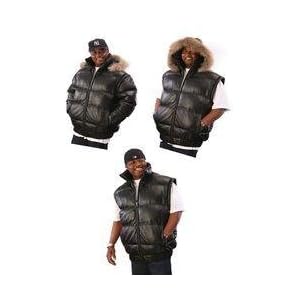 Mens Bubble Jacket Convertible to Vest in soft lamb skin XL by Phat Boi