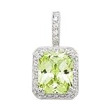 Brilliant 9 Carat Peridot Lime CZ Pendant, Quality Sterling Silver CZ Pendant on 18 Inch Snake Chain