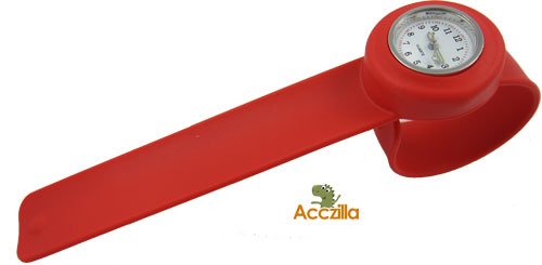 Acczilla Slap Watch - Silicone Slap On Watch - Red - Childrens Size