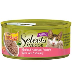 Friskies Selects Indoor Herbed Salmon Entre with Rice and Garden Greens Canned Cat Food