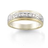 14K Two-Tone Gold Diamond Wedding Band Duo - Gent's Ring
