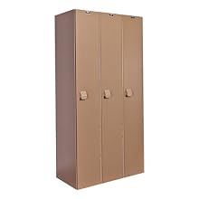Hallowell HPL3282-1A-TE AquaMax Plastic Locker, Single Tier, 3-Wide, 72" Height x 36" Width x 18" Depth, Taupe Body and Door, Assembled