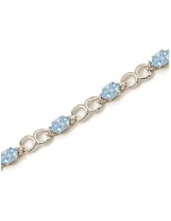 14K White Gold Oval Aquamarine and Diamond Bracelet by Jewelry Mountain