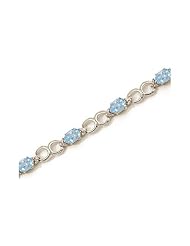 14K White Gold Oval Aquamarine and Diamond Bracelet
