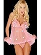 RED Sexy Peek-A-Boo Baby Doll Set with Daisy Accents and Tie Cups.