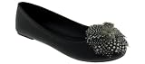 Capelli New York Faux Leather Casual Flat With Feather And Rhinestone Trim