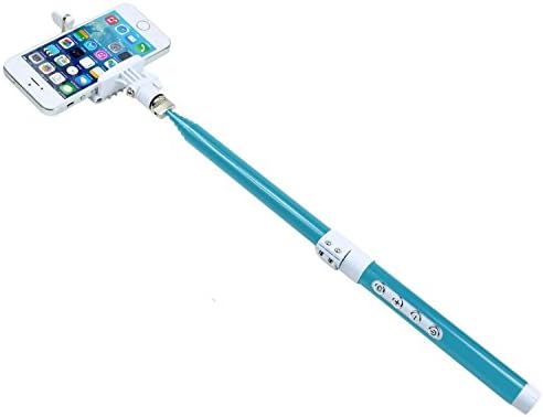 SellfieTM Ultra Light Carbon Fiber Bluetooth Extended Selfie Stick for iPhone/Android w Shutter and Zoom Buttons - Includes Carrying Case + Mini Tripod! (Blue/Green)