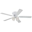 Westinghouse 7871500 Contempra IV Four-Light 52-Inch Five-Blade Ceiling Fan, White with Frosted Ribbed Globes