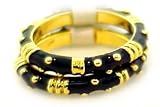 Pair of 18k Yellow Gold and Enamel Gucci Rings