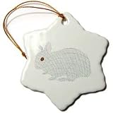 Plaid Bunny Rabbit Drawing - 3 Inch Snowflake Porcelain Ornament