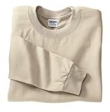 NEW Gildan Ultra Cotton - 100% Cotton Long Sleeve T-Shirt Sand-M