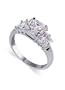Nickel Free Sterling Silver Princess Cut Clear Cubic Zirconia Rhodium Plated Polished Finished 2.5mm Band Ring Size 5