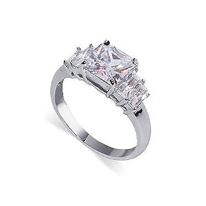 Buy .925 Sterling Silver Ring Emerald Cut CZ Band by Gem Avenue