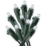 15-count Cool White LED Dome Christmas Light Set, Battery Operated