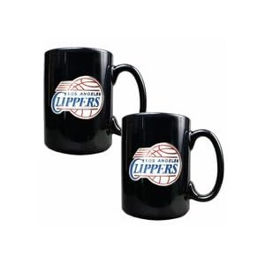 Los Angeles Clippers 2 Piece Black Ceramic Mug Set by 