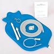 The Right Enema Bag for Deep Enemas - Open fountain top for easy cleaning & Hygiene (4 quart) - no leaky adapters OR bottle converters; Hangs Upright - Blue