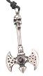 Black Crystal Skull Axe Pewter Necklace