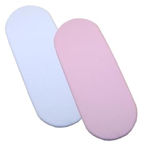 2 Fitted Cotton Moses Basket Sheets - 1 White &amp; 1 Pink