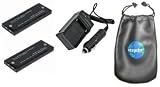 Amsahr - Valuepack (2 Count): Digital Replacement Battery Plus Mini Battery Travel Charger For Specific Digital Camera And Camcorder Models / Compatible With Konica Dr-Lb1, Kyocera Bp-800S, Bp-900S, Konica Minolta Dr-Lb1 Charges With Intelligent Charge Technology - Includes Car Adapter, Two Batteries And One Leatherette Camera / Lens Accessories Pouch
