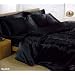 6 PCE BLACK SATIN KING/QUEEN SIZE QUILT COVER DUVET SET