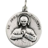 Sterling Silver St John Vianney Medal Pendant 18mm
