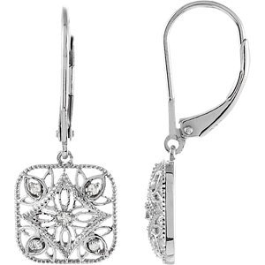 Genuine IceCarats Designer Jewelry Gift Sterling Silver Diamond Lever Back Earrings. Pair/1/10 Ct Tw Diamond Lever Back Earrings In Sterling Silver