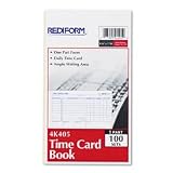 Daily Employee Time Card, 4-1/4 x 7, 100 Cards/Pad RED4K405