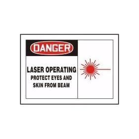 DANGER LASER OPERATING PROTECT EYES AND SKIN FROM BEAM (W/GRAPHIC) 7" x 10" Adhesive Dura-Vinyl Sign