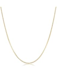 14k Italian Yellow Gold 0.80mm Diamond Cut Spiga Chain Necklace, 16"