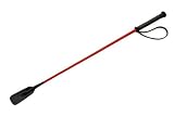 27" Leather Popper Horse Riding Crop - Red