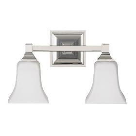 American Foursquare Two Light Bath Wall Light Fixture by Murray Feiss