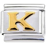 GOLD PUFFY Letter K Italian Charm