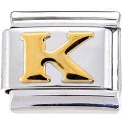 GOLD PUFFY Letter K Italian Charm