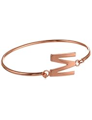 Rose Goldtone Brass Initial Bangle Bracelet; 2.72"