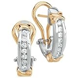 10kt. Two-Tone Gold, 1/4 ct. tw. Diamond Hoop Earrings