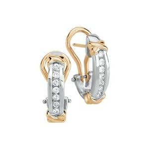 10kt. Two-Tone Gold, 1 4 ct. tw. Diamond Hoop Earrings by