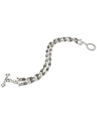 Twisted Blade Silver Studded Link 8.5 Inches Bracelet