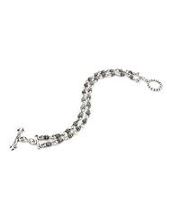 Twisted Blade Silver Studded Link 7.5 Inches Bracelet