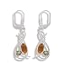 Green and Cognac Amber Lever Back Earrings