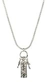 Silver Tone Bible Scroll and Charm Chain Necklace