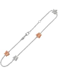 14K Rose Gold and Sterling Silver Anklet with Butterfly Stations