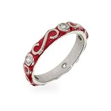 Eve's Addiction Kyndra's Swirl and CZ Silver Red Enamel Ring
