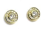 14k Cubic Zirconia CZ Bezel Round Earrings